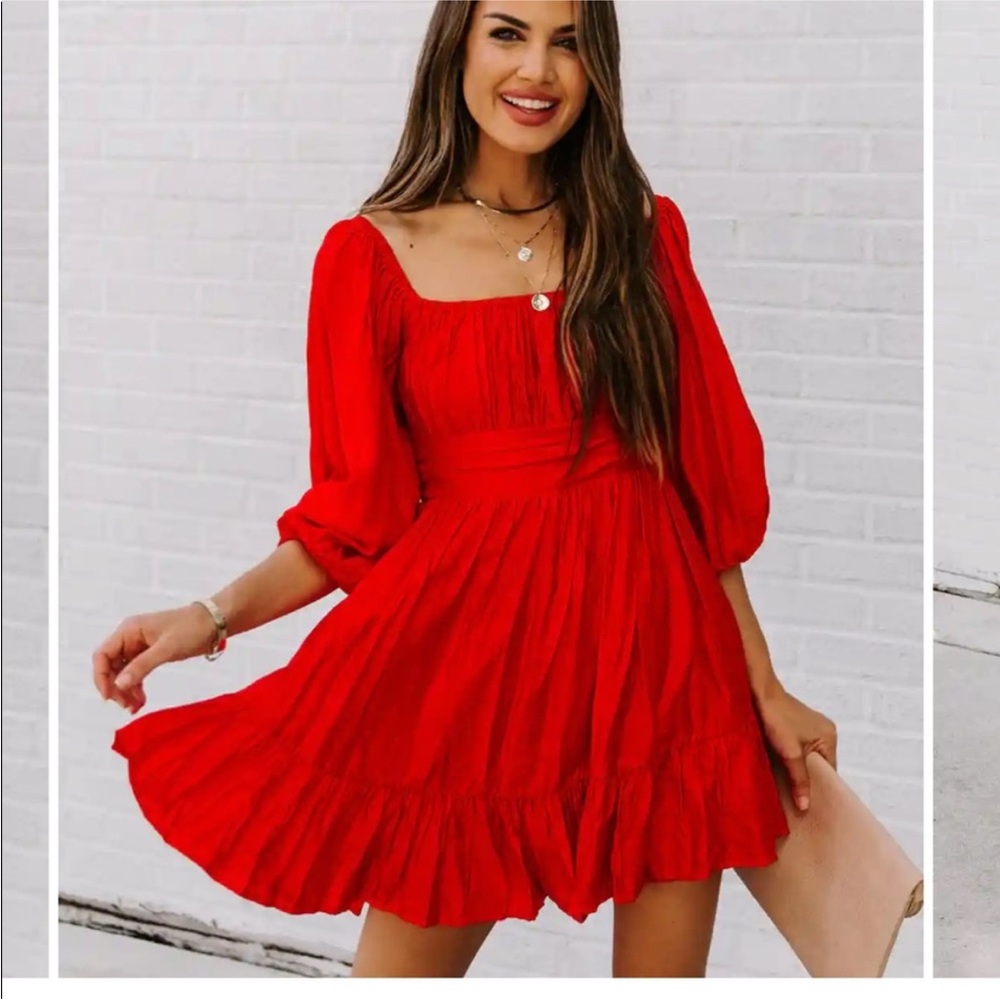 Gathered puff sleeve dress